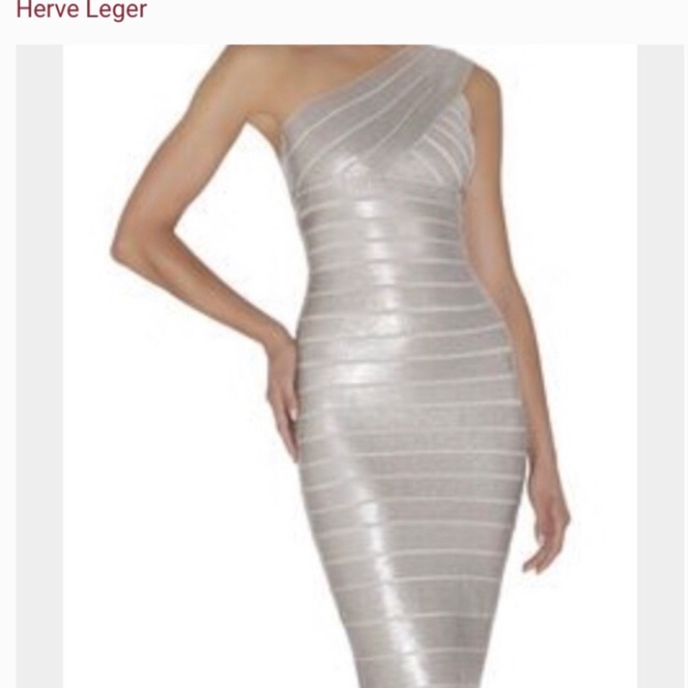 Herve Leger siver sequin dress size S